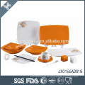 65pcs praça laranja polka dots jantar de design conjuntos dinnerware único restaurante